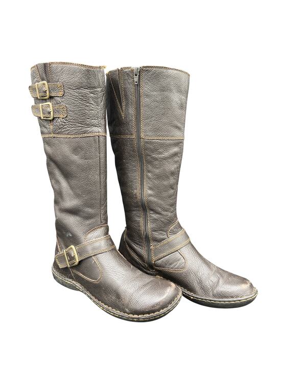 b.o.c Born Shoes - 🤎b.o.c Born US 8 Brown Leather Tall Boots Buckle Zip Y2K Boho Moto Western Fall